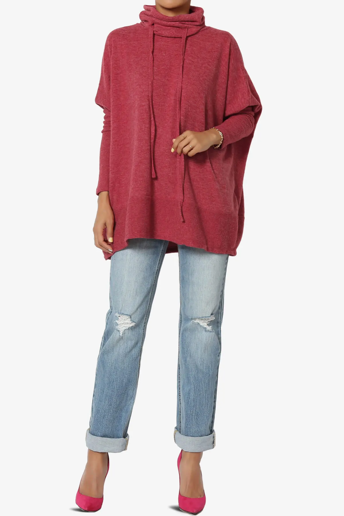 Barclay Cowl Neck Melange Knit Oversized Sweater