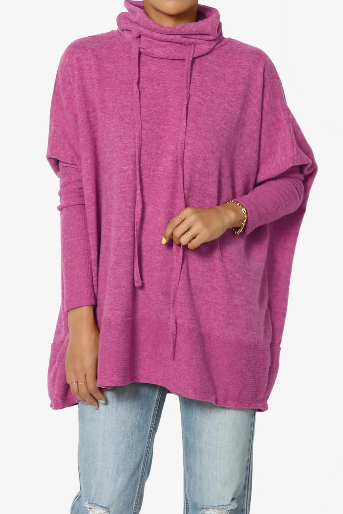 Barclay Cowl Neck Melange Knit Oversized Sweater