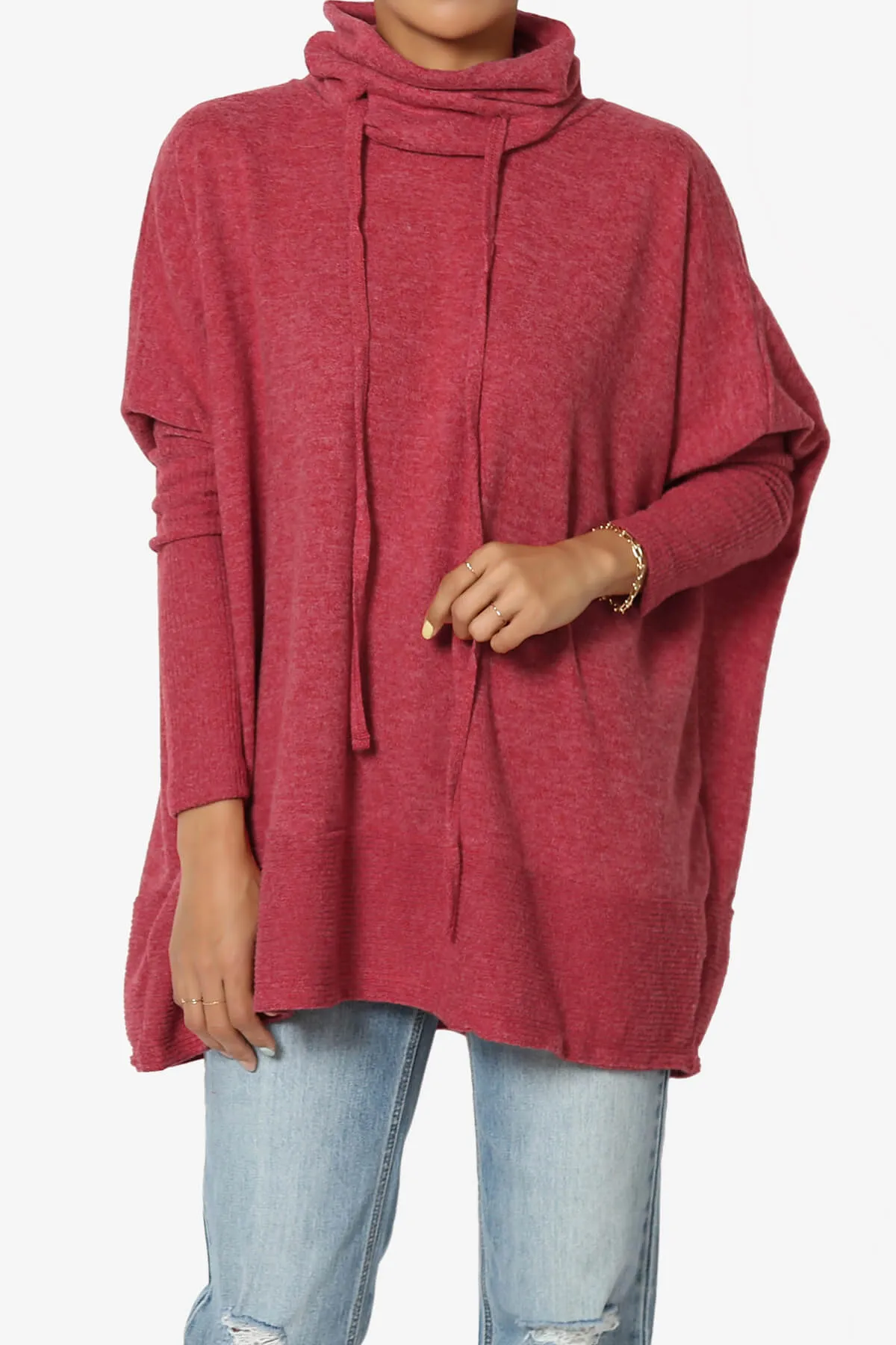 Barclay Cowl Neck Melange Knit Oversized Sweater