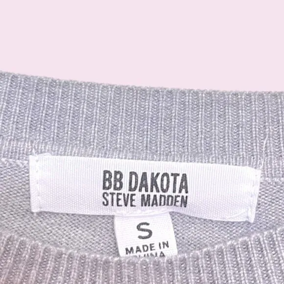 BB Dakota Steve Madden Olivia Sweater Dress Grey Crewneck Knit Womens Size Small