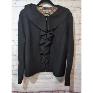 Beyond Threads Cardigan Womens XL Black Alpaca Wool Knit Jacket Made In Peru Zip