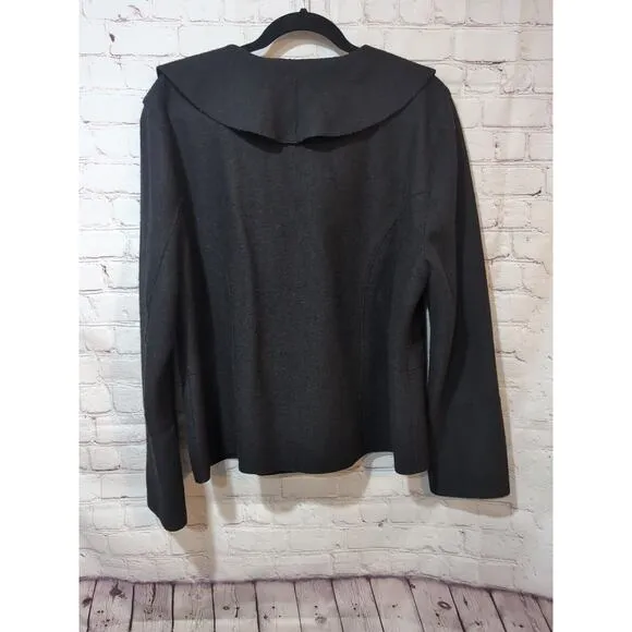 Beyond Threads Cardigan Womens XL Black Alpaca Wool Knit Jacket Made In Peru Zip