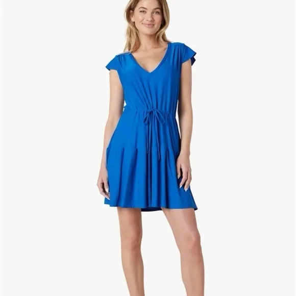 Beyond Yoga Featherweight Out &amp; About Ruffle Dress Wayfinder Blue Wave XL