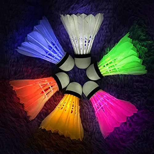 BLKWHT LED Badminton Shuttlecock Dark Night Glow Birdies Lighting For Outdoor & Indoor Sports Activities, 4-piece