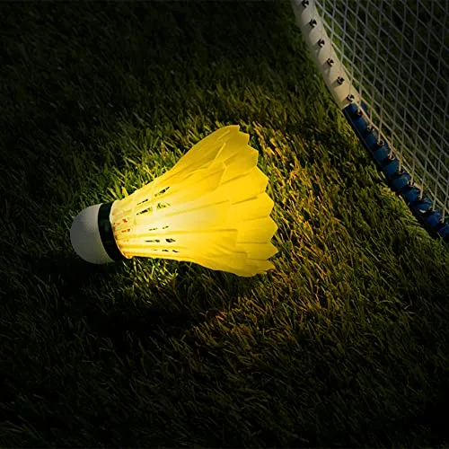 BLKWHT LED Badminton Shuttlecock Dark Night Glow Birdies Lighting For Outdoor & Indoor Sports Activities, 4-piece