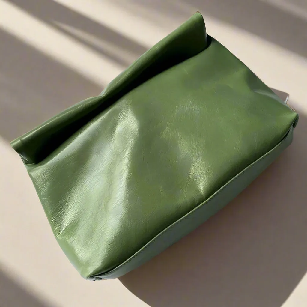 Bluedaye Foldover Leather Evening Clutch