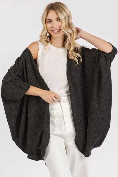 Born Basic Black Open Front Batwing Sleeve Cardigan