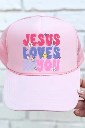 Bubble Jesus Loves You Otto Soft Pink Foam Front Trucker Hat