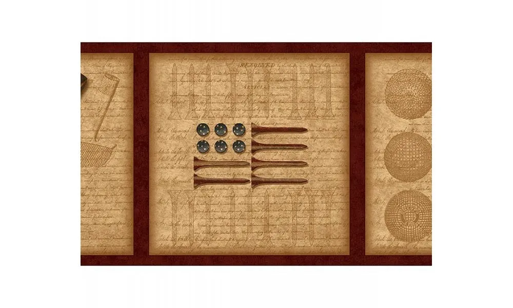 Burgundy and Brown Golf Sports TC48003 Wallpaper Border