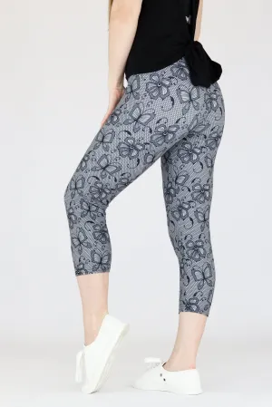 Butterfly Lace - Casual Capri Leggings
