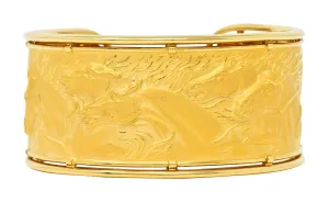 Carrera Y Carrera 1980's 18 Karat Yellow Gold Ecuestre Horse Vintage Cuff Bracelet