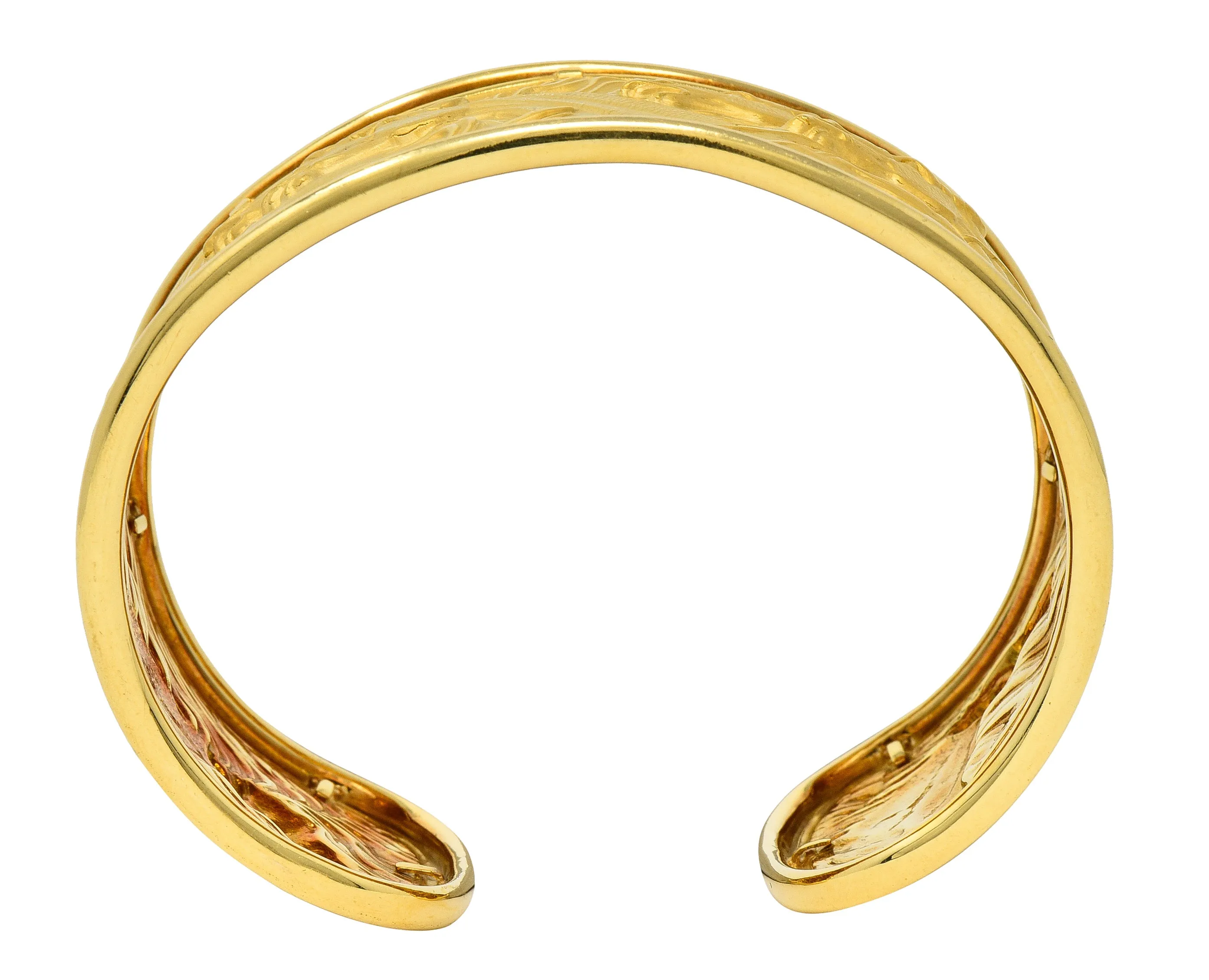 Carrera Y Carrera 1980's 18 Karat Yellow Gold Ecuestre Horse Vintage Cuff Bracelet