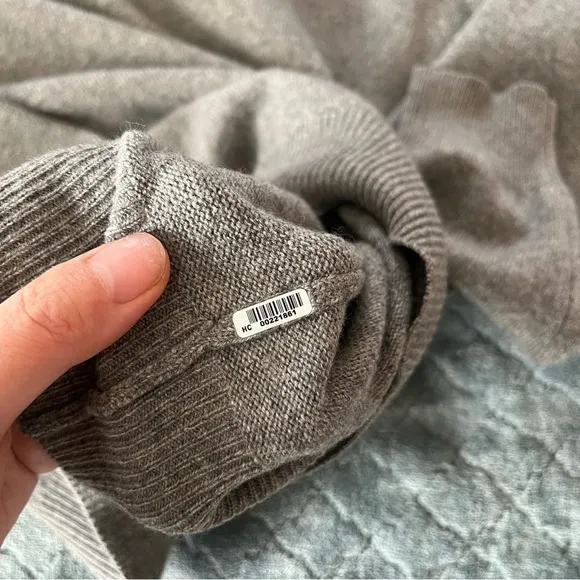 Cashmere images Cozy Gray Cowl Neck Sweater with Relaxed Fit