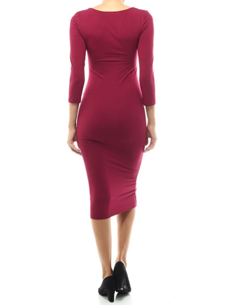 Casual Dress Dress Midi Round Neck Red