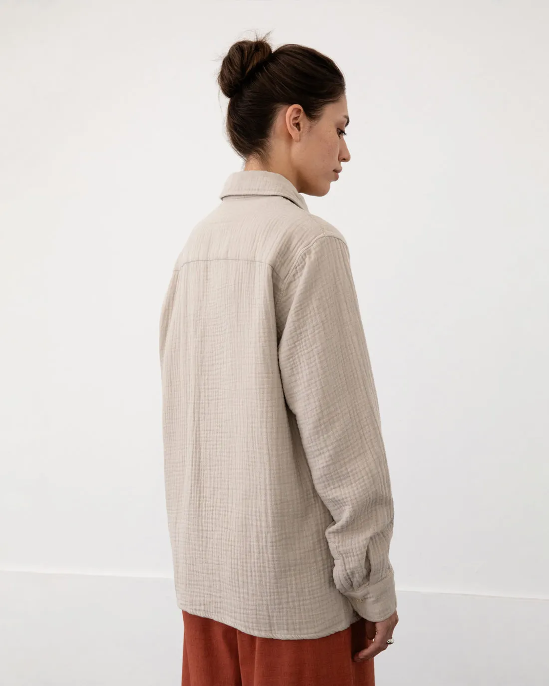 Casual Unisex Shirt Washed Sand