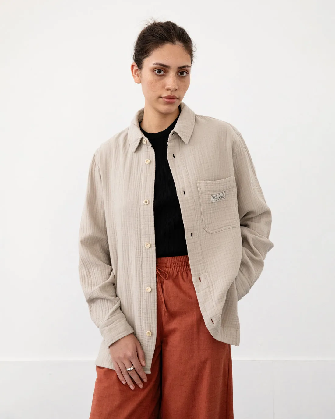 Casual Unisex Shirt Washed Sand