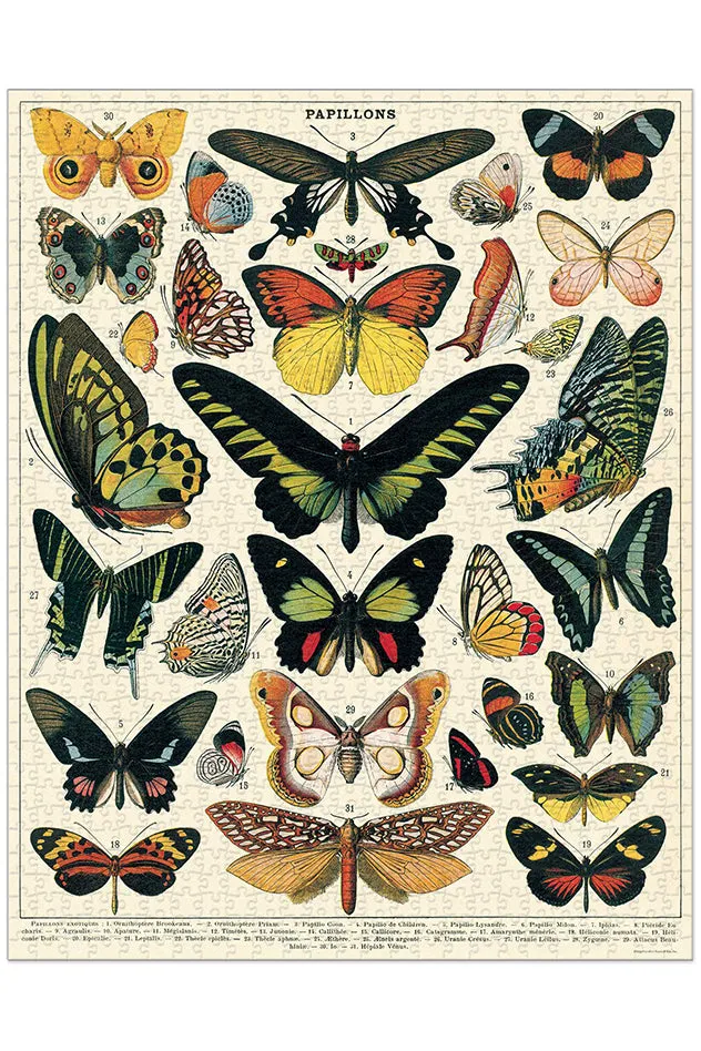 Cavallini & Co - Butterflies 1000 Piece Vintage Puzzle