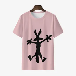 Cheerful Bunny Art Print Casual Short Sleeve T-Shirt