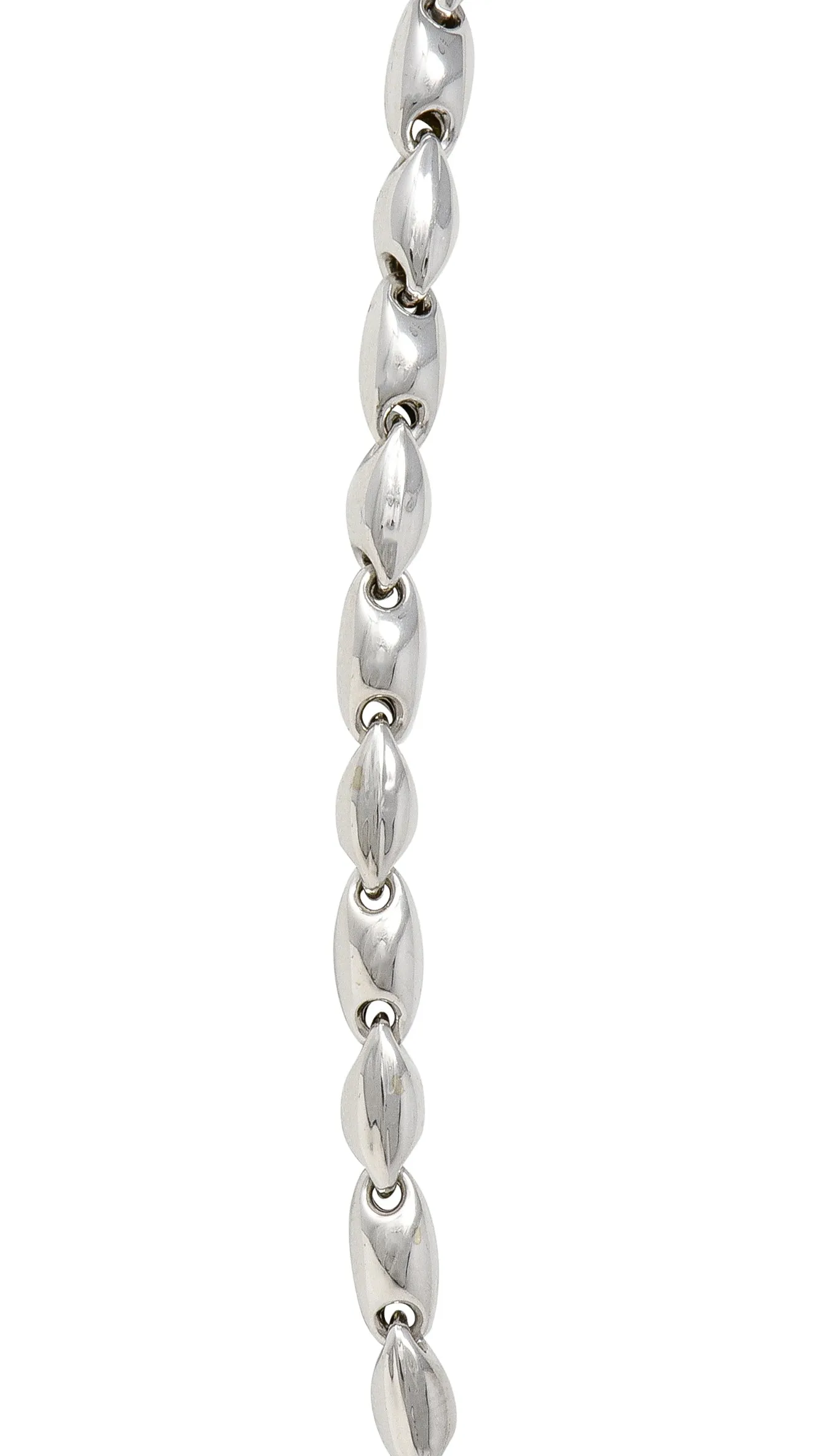 Chimento 1990's 18 Karat White Gold Puffed Mariner Link Vintage Chain Necklace