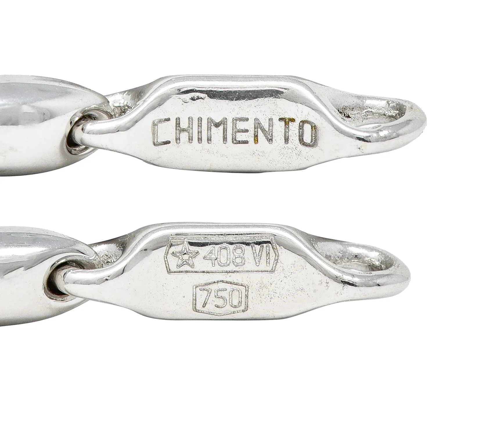 Chimento 1990's 18 Karat White Gold Puffed Mariner Link Vintage Chain Necklace