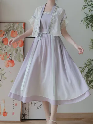 Chinese Style Lolita Dress Long Sleeves Sweet Purple Chinese Style Lolita