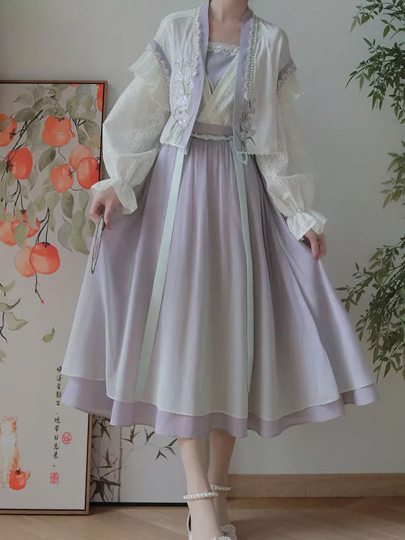 Chinese Style Lolita Dress Long Sleeves Sweet Purple Chinese Style Lolita