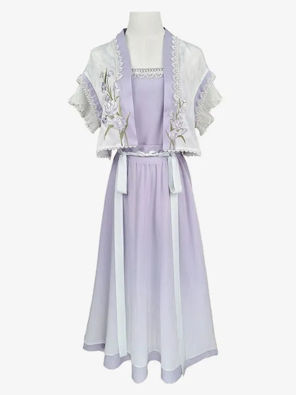 Chinese Style Lolita Dress Long Sleeves Sweet Purple Chinese Style Lolita