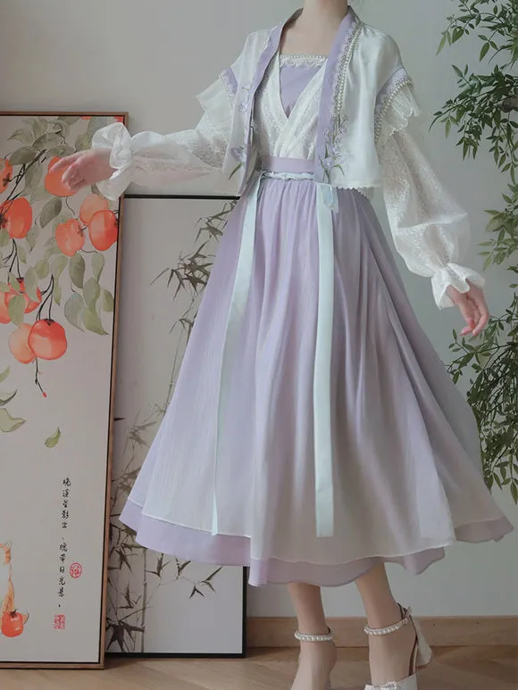 Chinese Style Lolita Dress Long Sleeves Sweet Purple Chinese Style Lolita