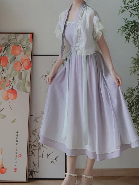 Chinese Style Lolita Dress Long Sleeves Sweet Purple Chinese Style Lolita