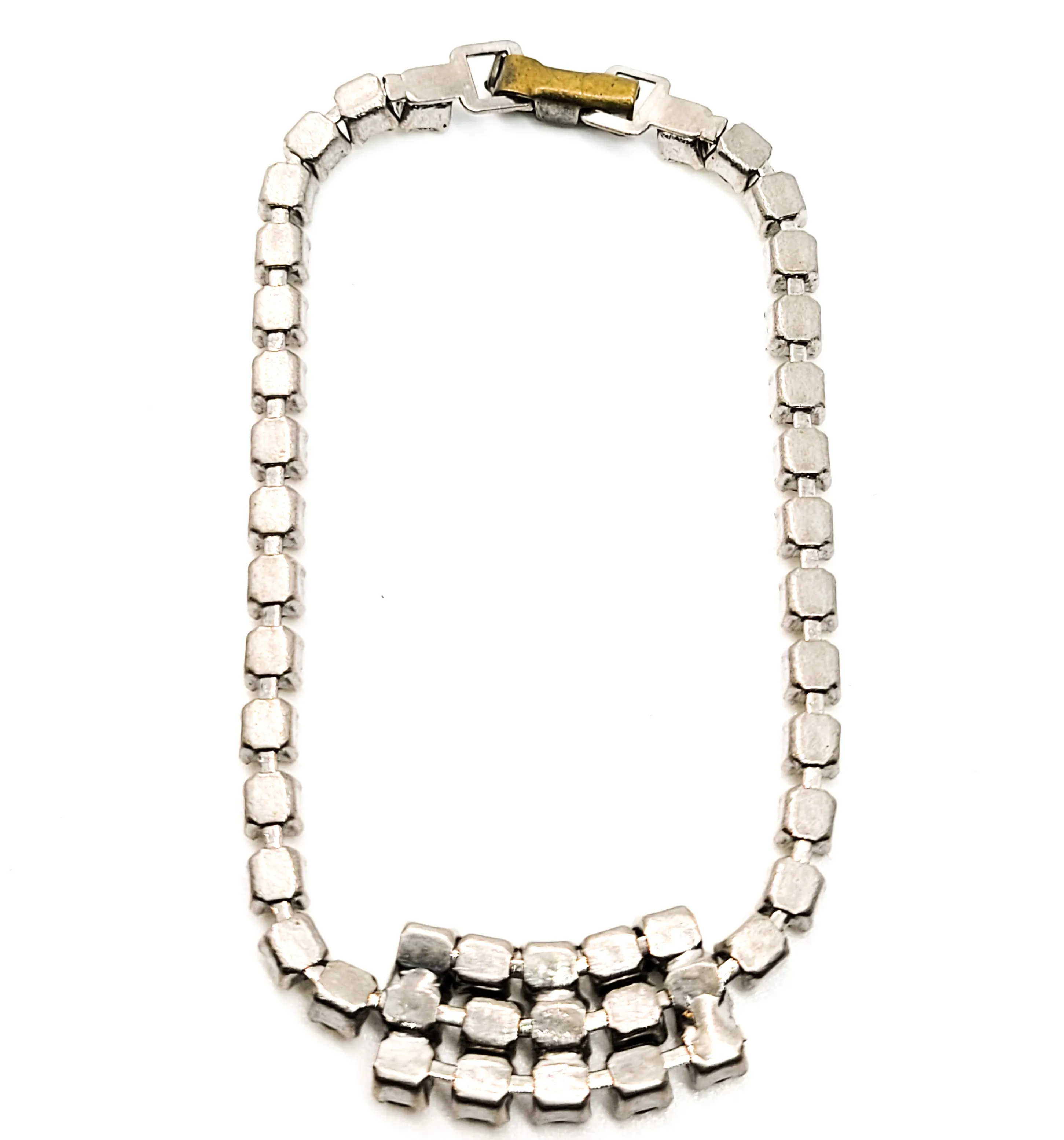 Clear rhinestone block vintage style prong set tennis bracelet