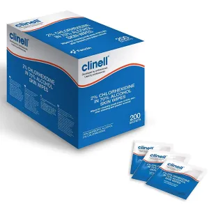 Clinell 70% Alcohol Skin Wipes Sachets | Pack of 200