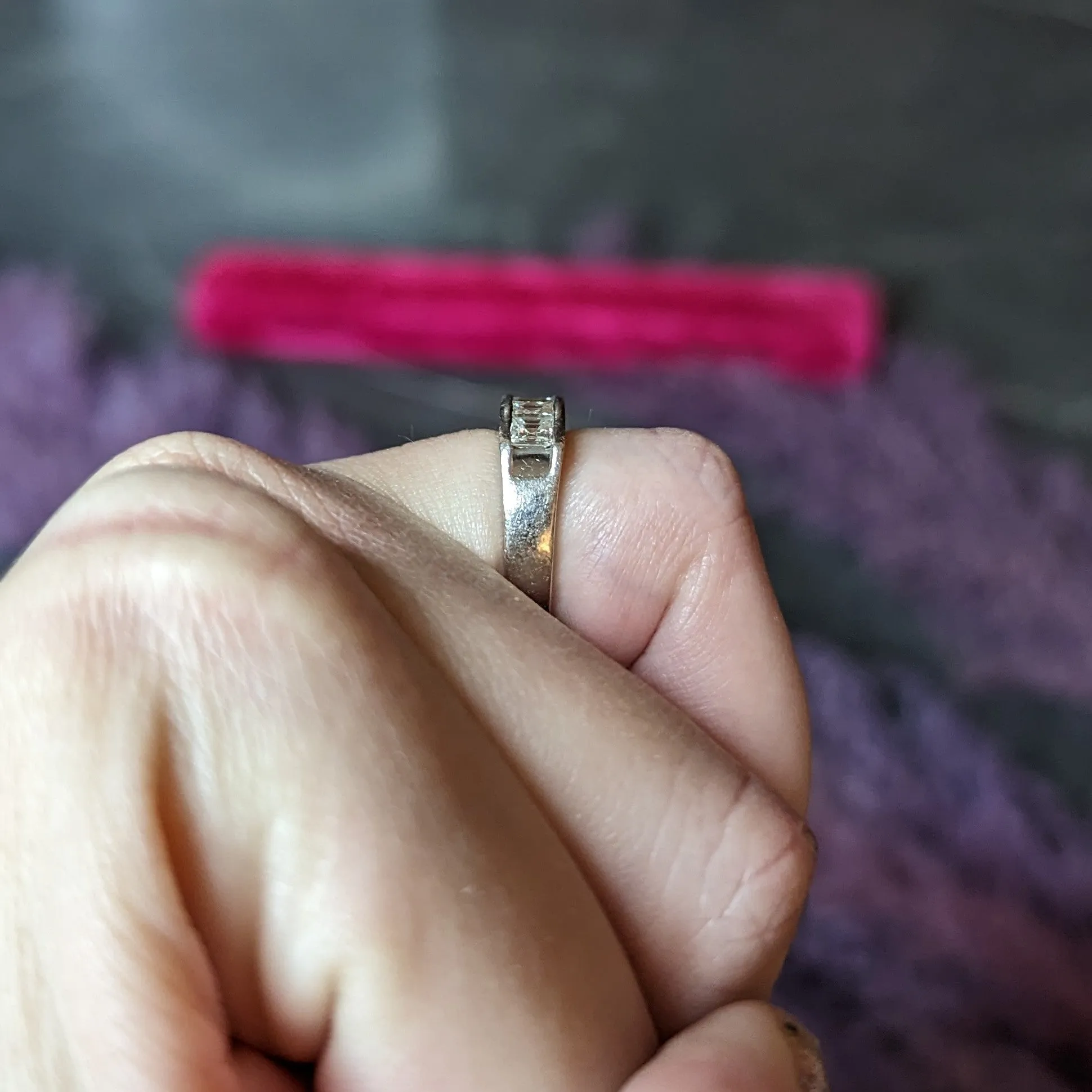 Contemporary 1.02 CTW Step Cut Diamond Platinum Channel Band Ring