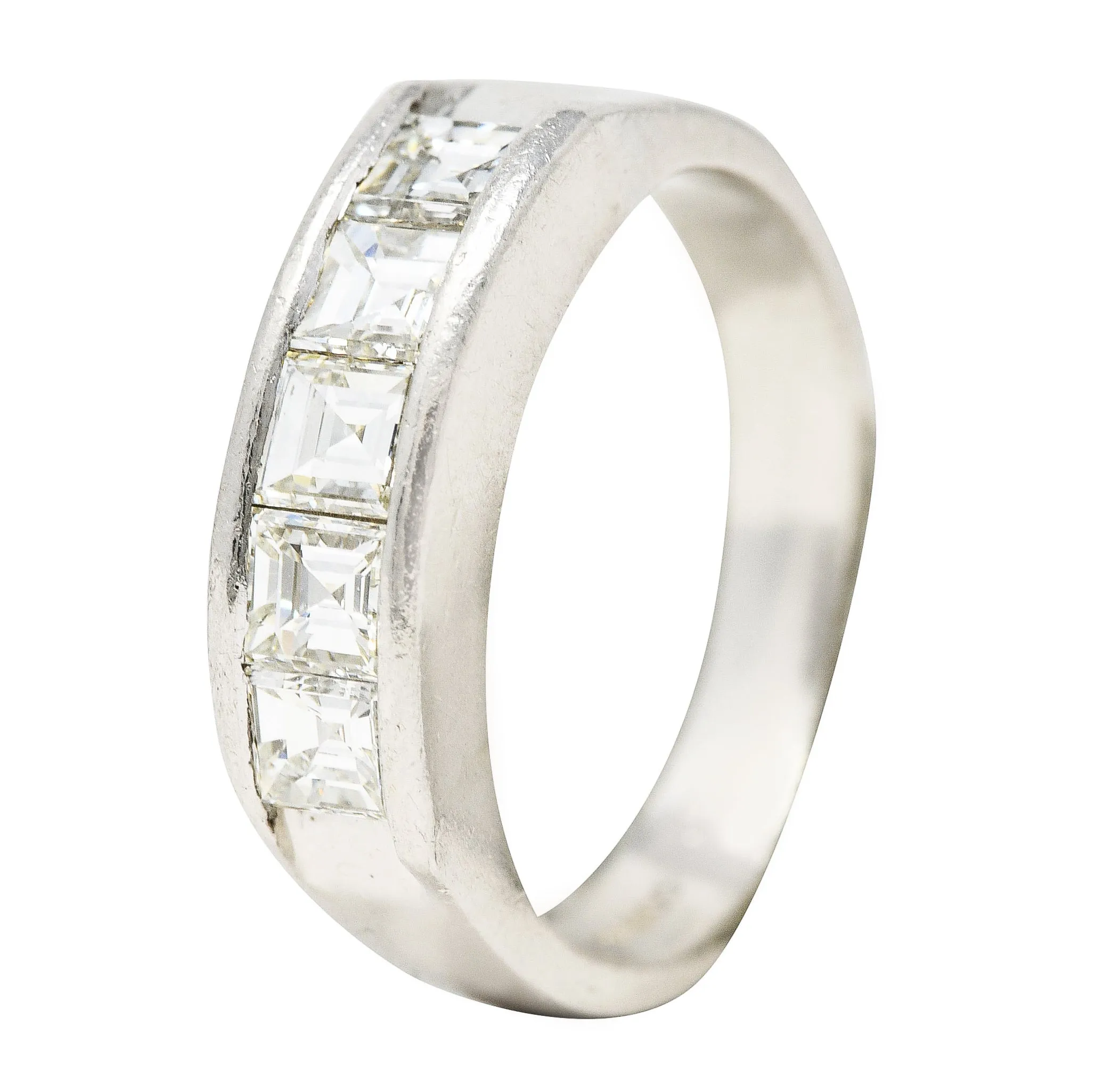 Contemporary 1.02 CTW Step Cut Diamond Platinum Channel Band Ring