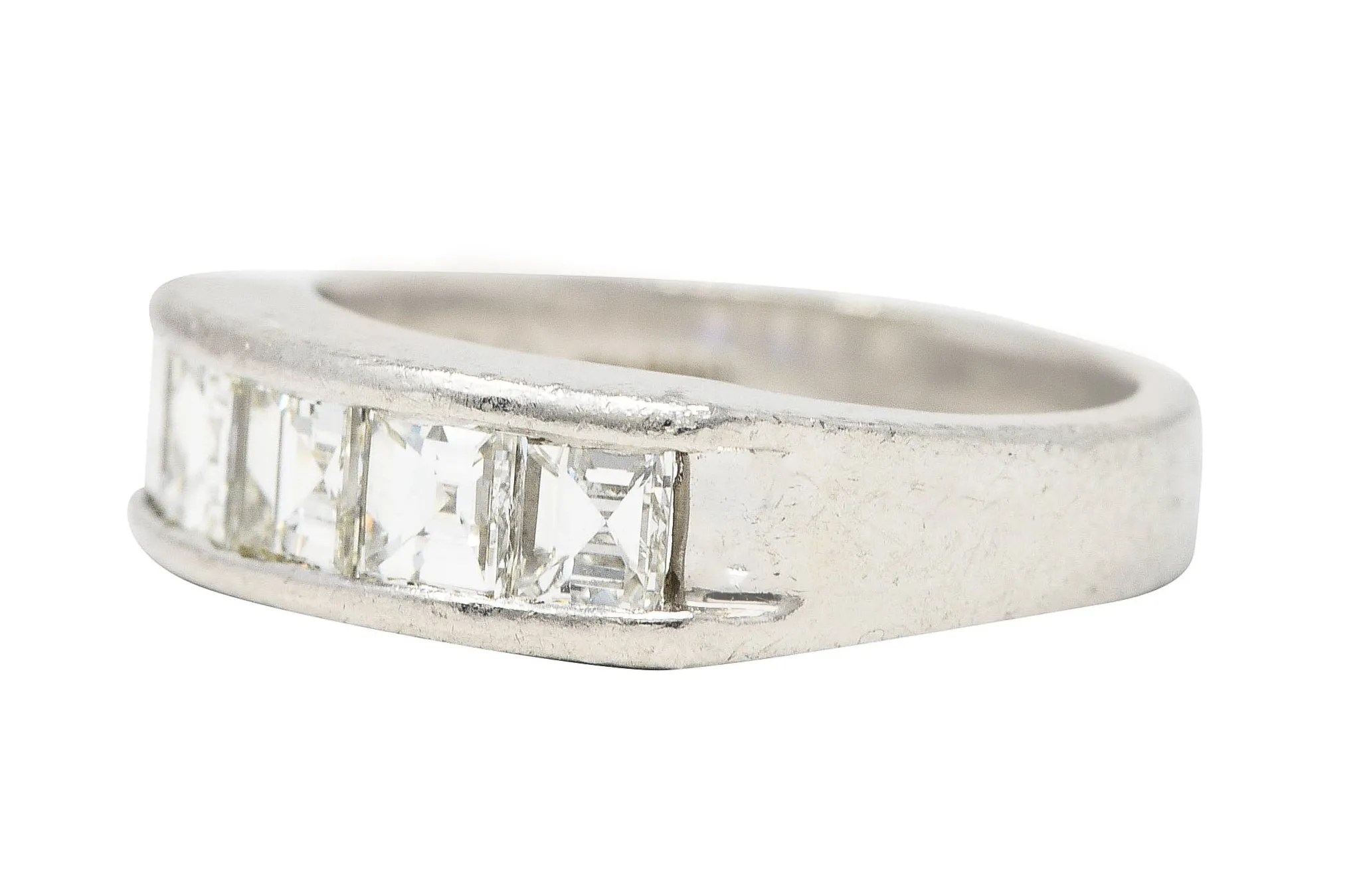 Contemporary 1.02 CTW Step Cut Diamond Platinum Channel Band Ring