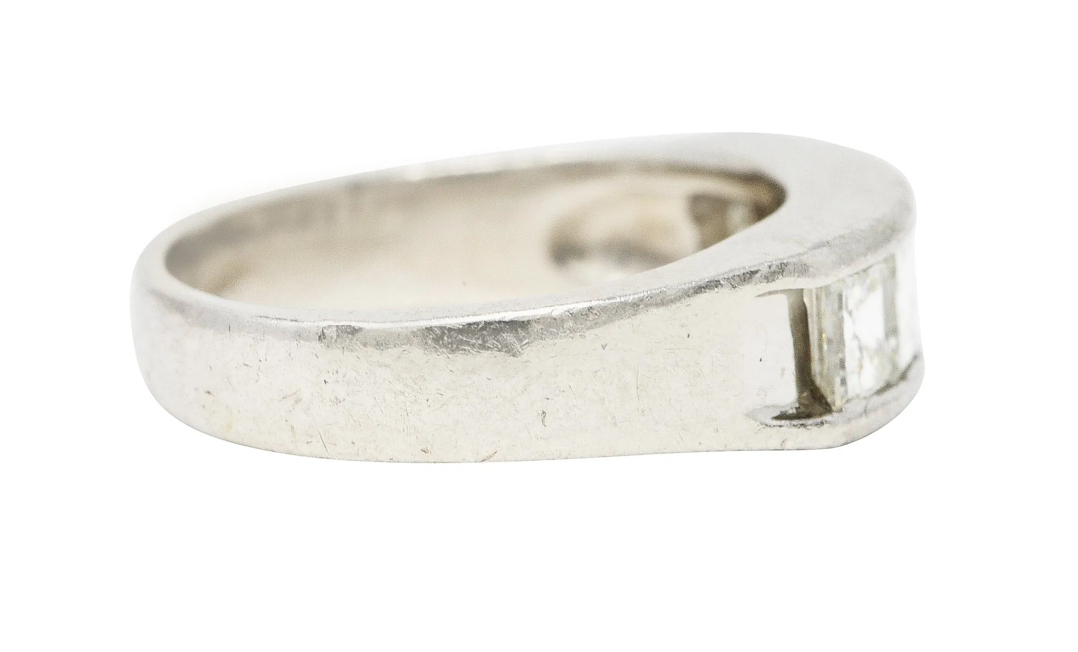 Contemporary 1.02 CTW Step Cut Diamond Platinum Channel Band Ring