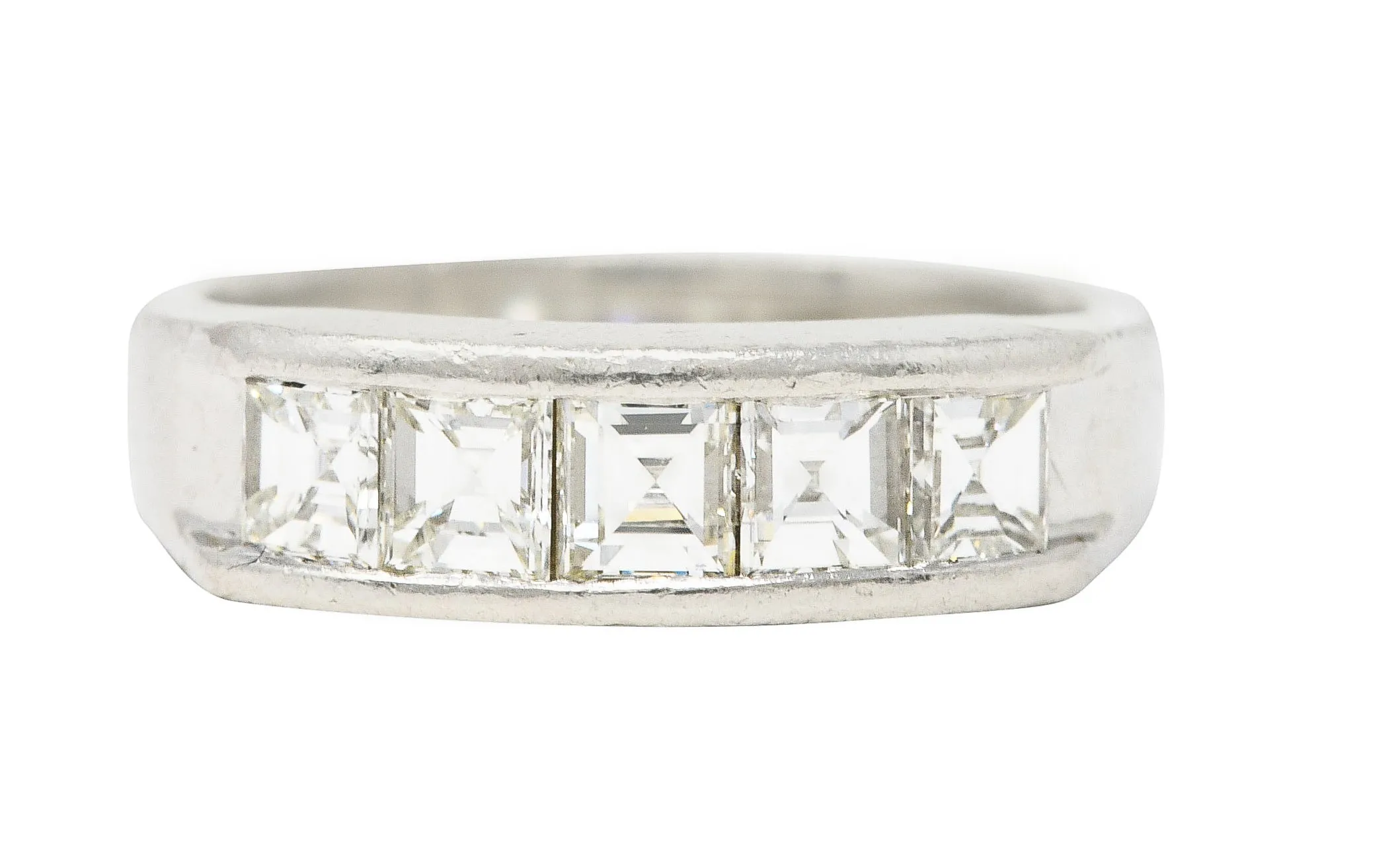 Contemporary 1.02 CTW Step Cut Diamond Platinum Channel Band Ring