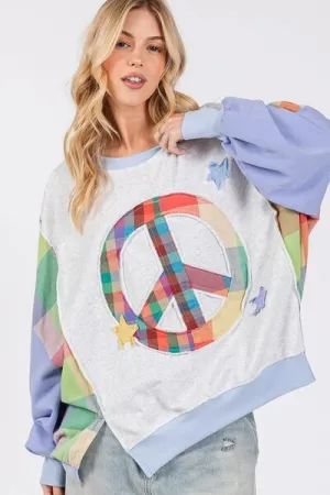 Contrast Peace Patch Dropped Shoulder Sweatshirt