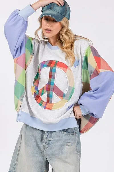 Contrast Peace Patch Dropped Shoulder Sweatshirt