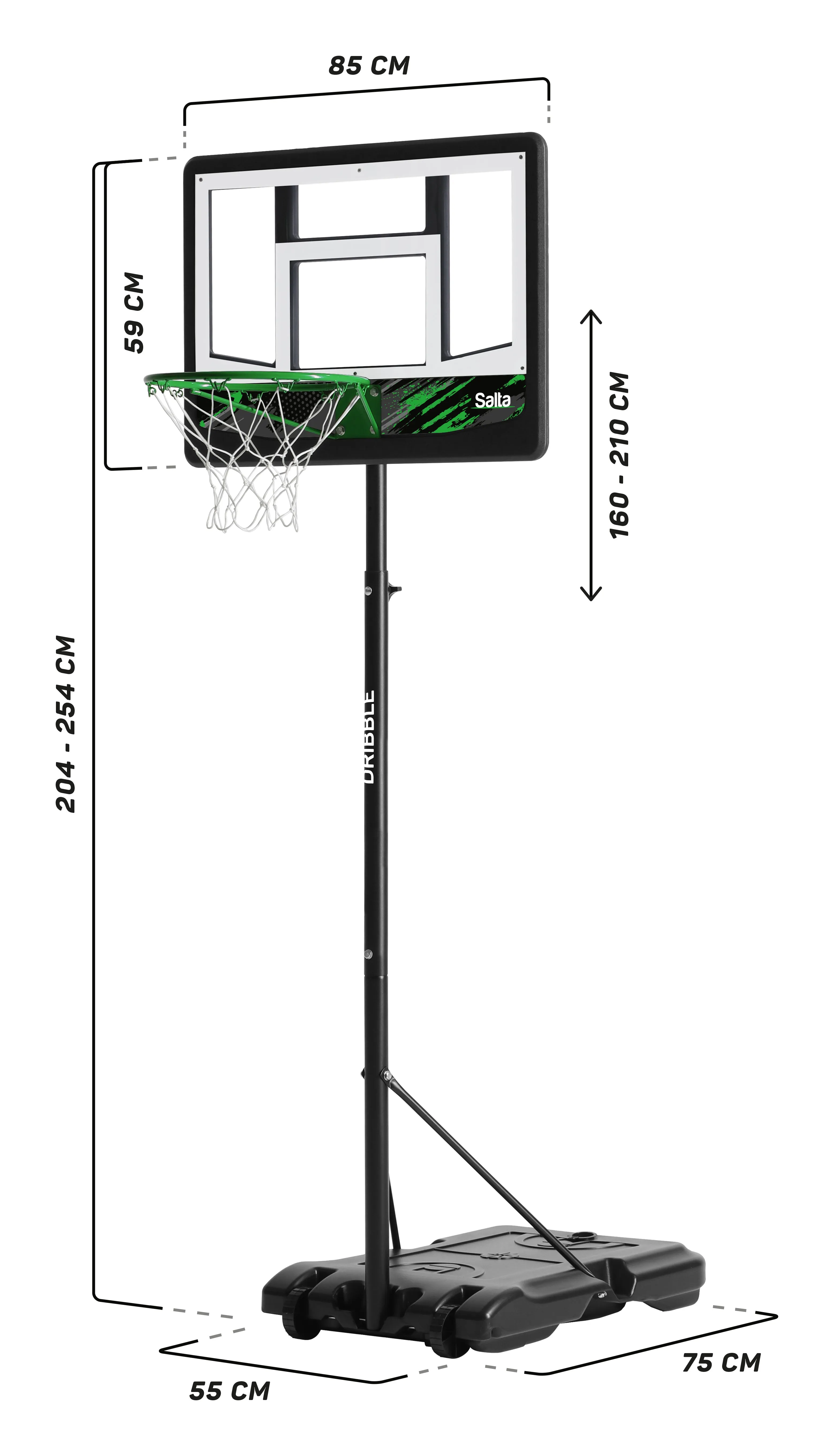 Cos de Baschet Salta DRIBBLE Ajustabil -160-210 cm