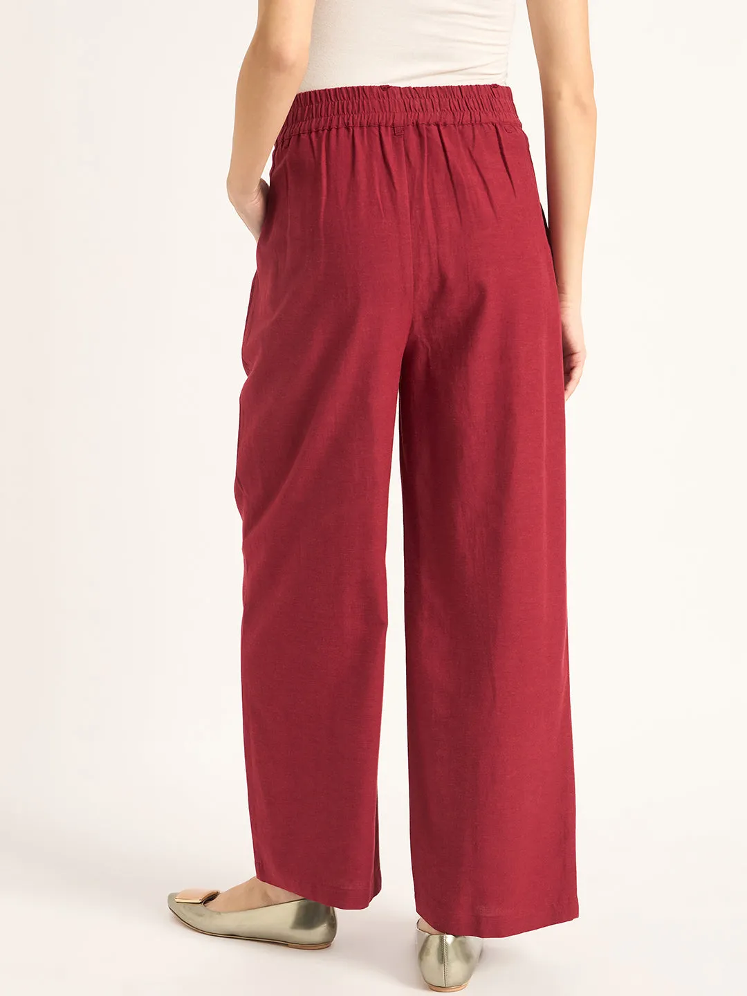 Cranberry Dual Button Detailing Straight Pant