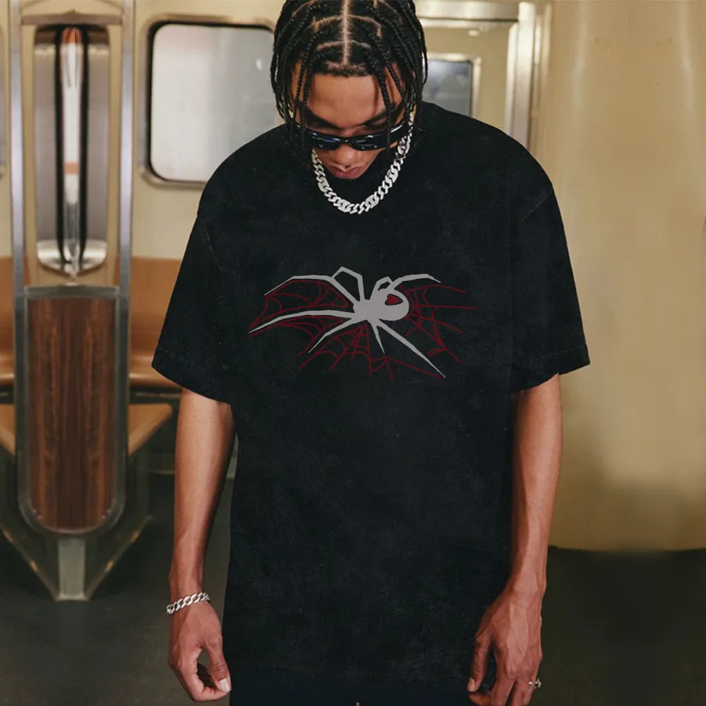 Dark Daring Spider Print T-shirt