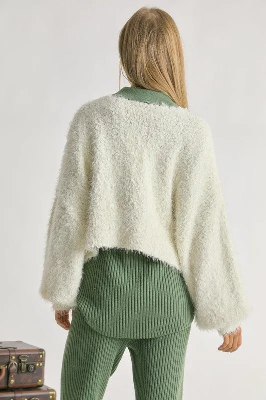 Davi & Dani Solid V Neck Cardigan