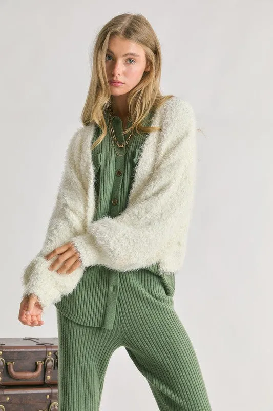 Davi & Dani Solid V Neck Cardigan