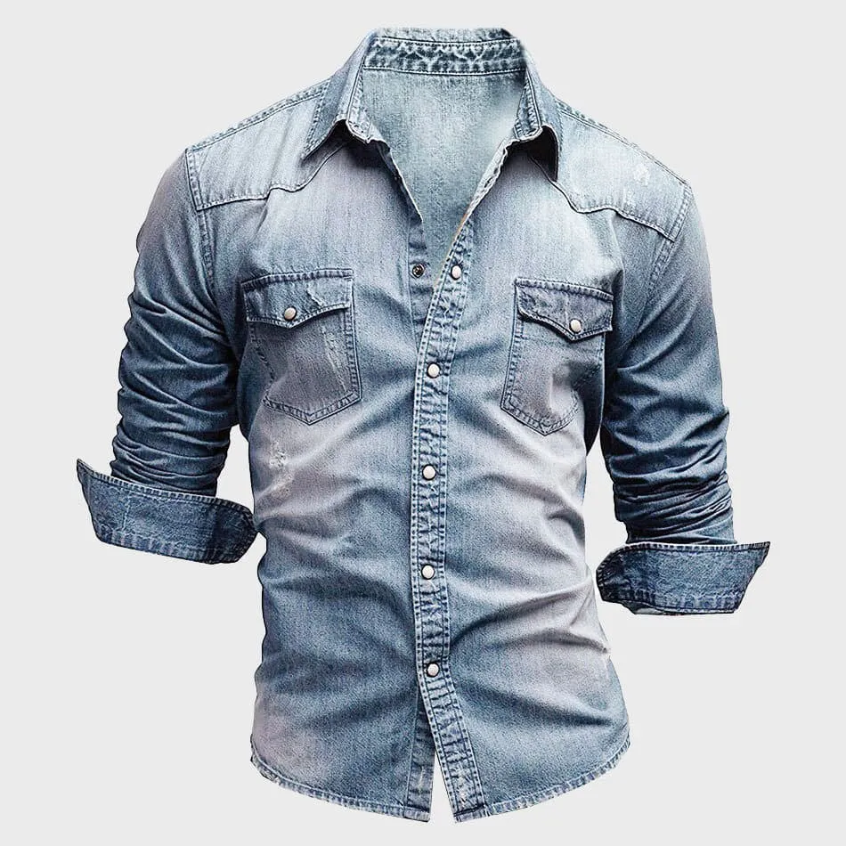 Denim Blake™ | Men's Long-Sleeved Denim Shirt | Button Closure, Soft Cotton Blend & Casual Fit