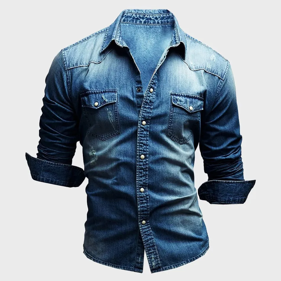 Denim Blake™ | Men's Long-Sleeved Denim Shirt | Button Closure, Soft Cotton Blend & Casual Fit