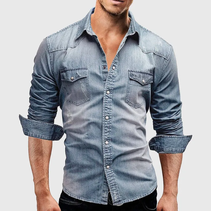 Denim Blake™ | Men's Long-Sleeved Denim Shirt | Button Closure, Soft Cotton Blend & Casual Fit