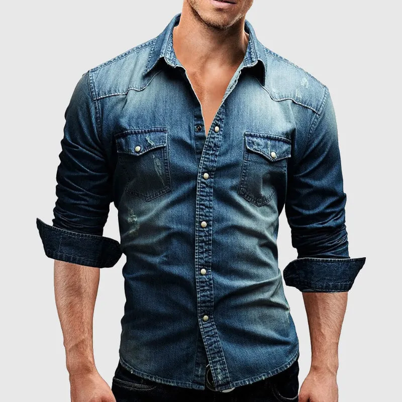 Denim Blake™ | Men's Long-Sleeved Denim Shirt | Button Closure, Soft Cotton Blend & Casual Fit