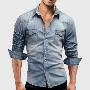 Denim Blake™ | Men's Long-Sleeved Denim Shirt | Button Closure, Soft Cotton Blend & Casual Fit