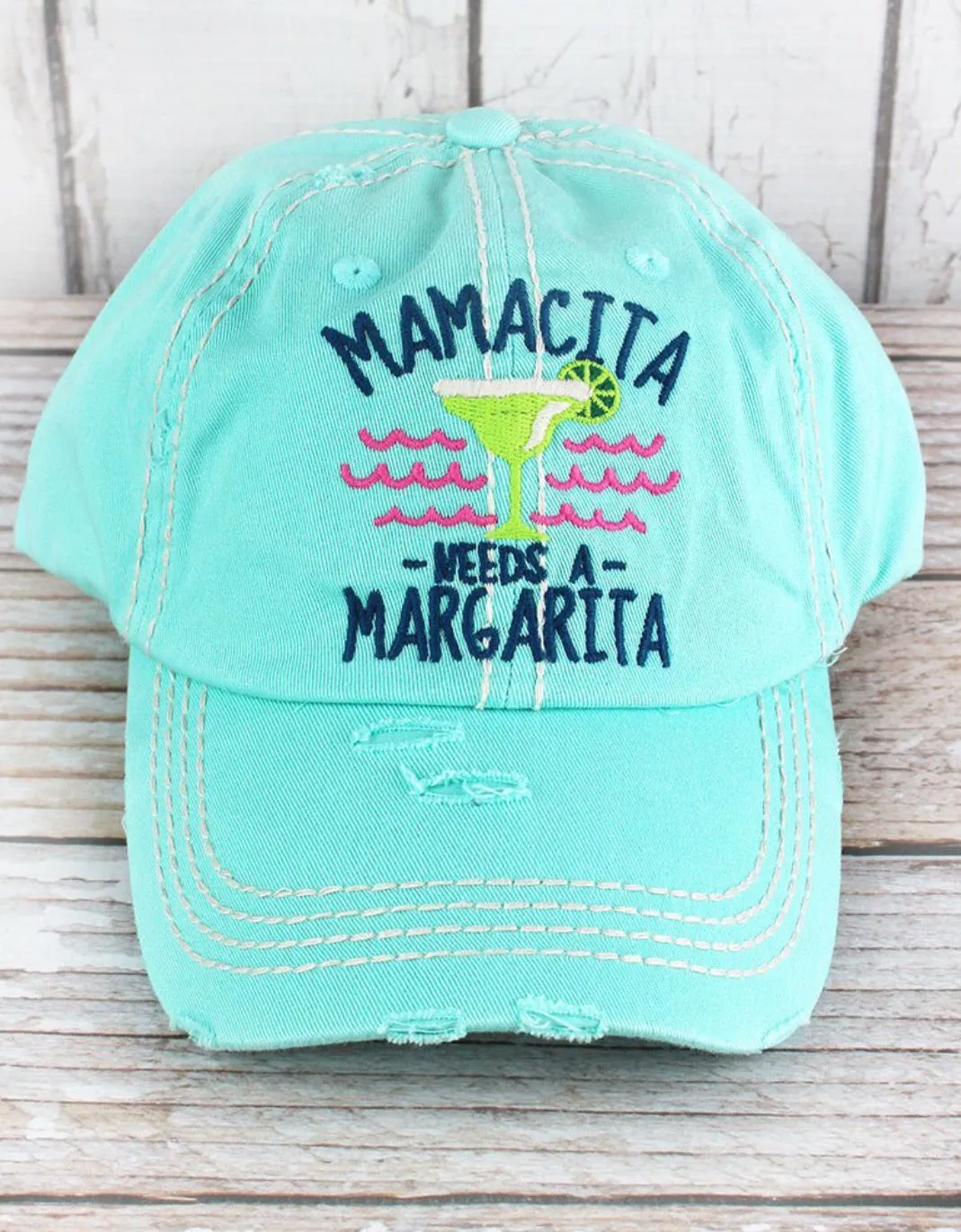 Distressed Baseball Cap Mamacita needs a margarita