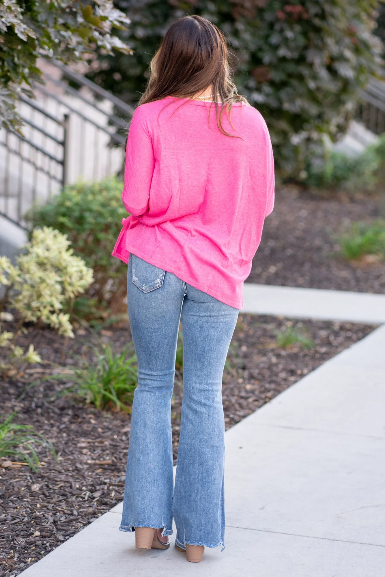 Dolman Long Sleeve Oversized Knit Top with Pockets